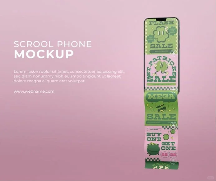 手机屏幕APP界面UI折叠滚动长图展示PS贴图样