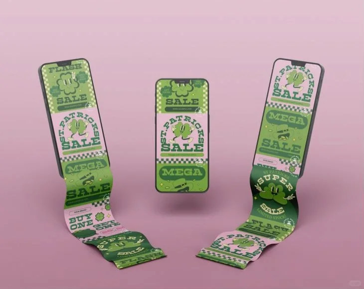 手机屏幕APP界面UI折叠滚动长图展示PS贴图样