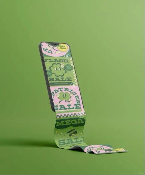 手机屏幕APP界面UI折叠滚动长图展示PS贴图样