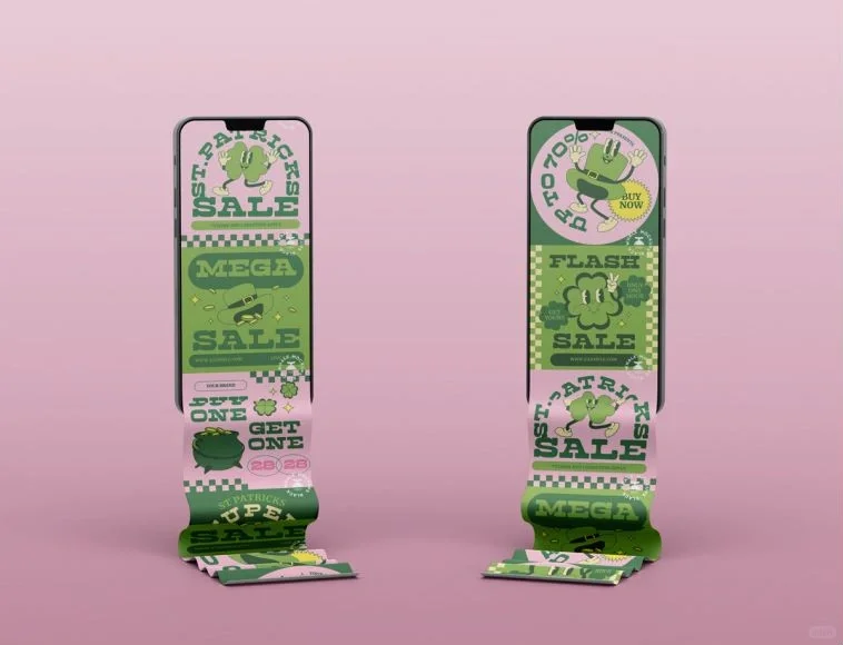 手机屏幕APP界面UI折叠滚动长图展示PS贴图样