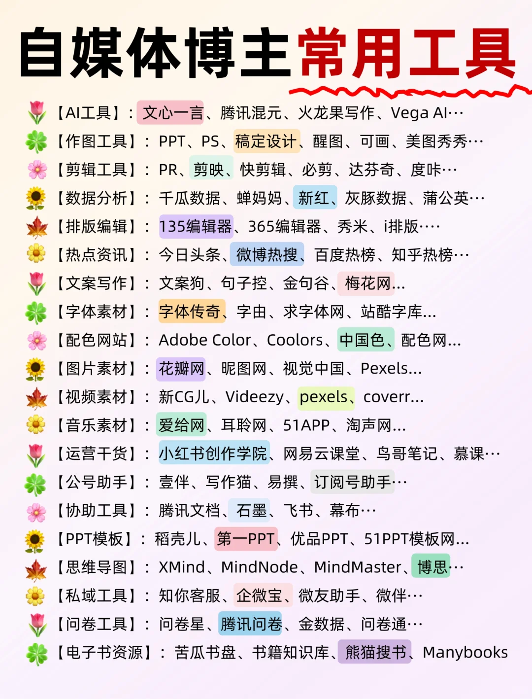 想做自媒体的收下这些常用工具吧❗很齐全了