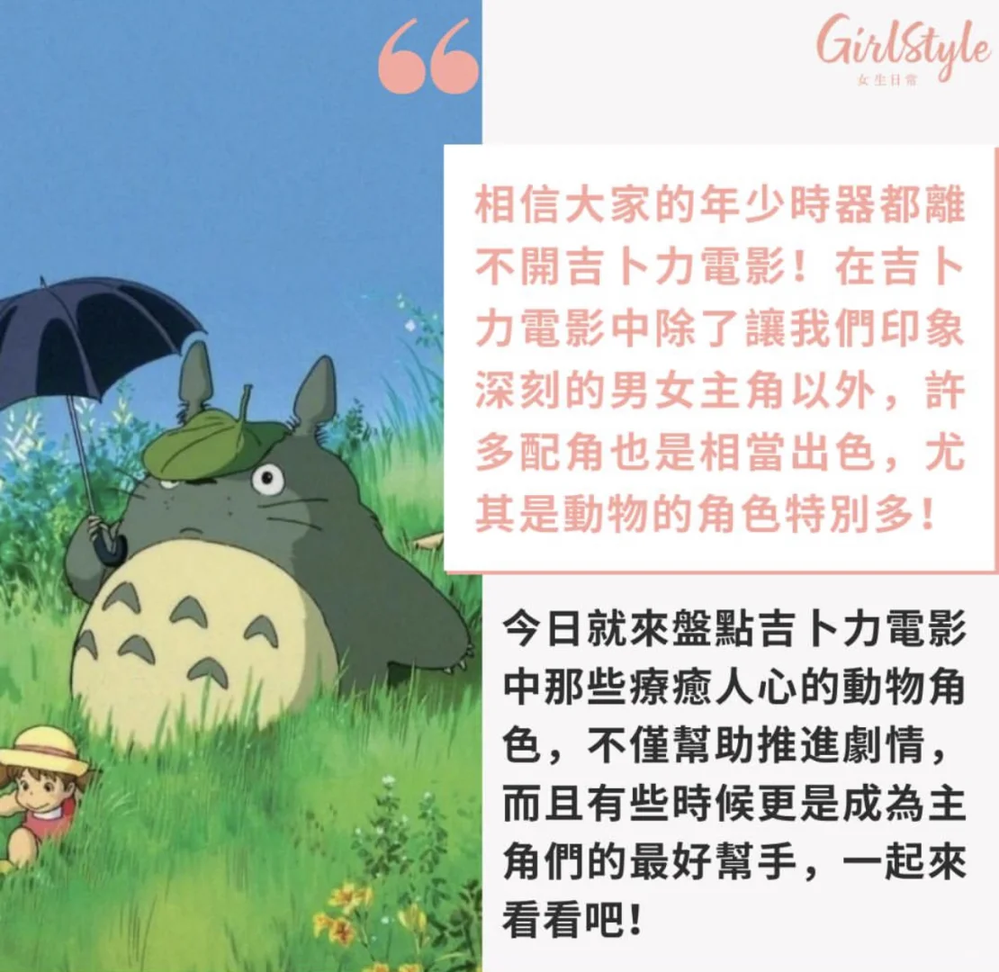 吉卜力电影疗愈人心的动物角色TOP 10!