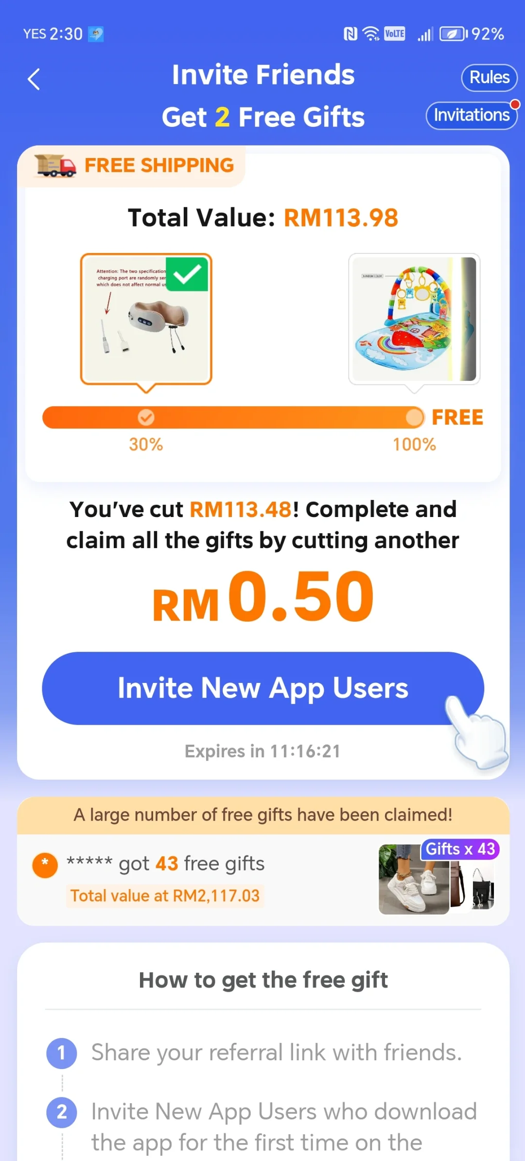 invite new users into Temu App game
