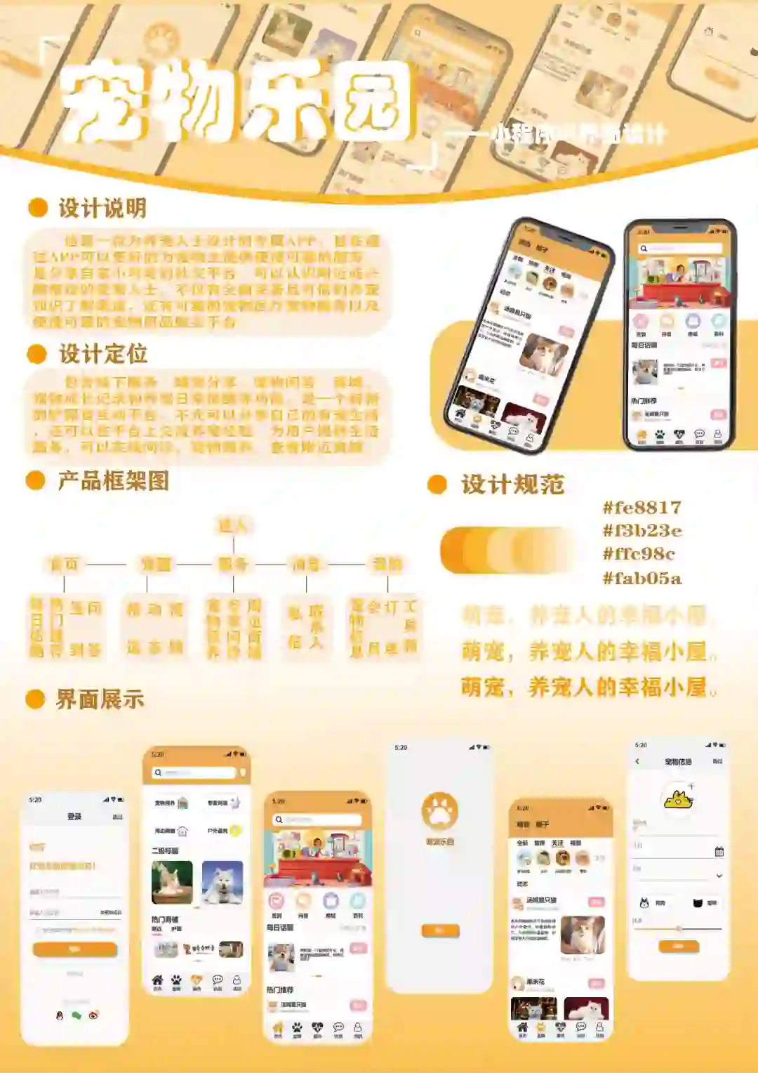 UI界面设计分享——萌宠乐园app