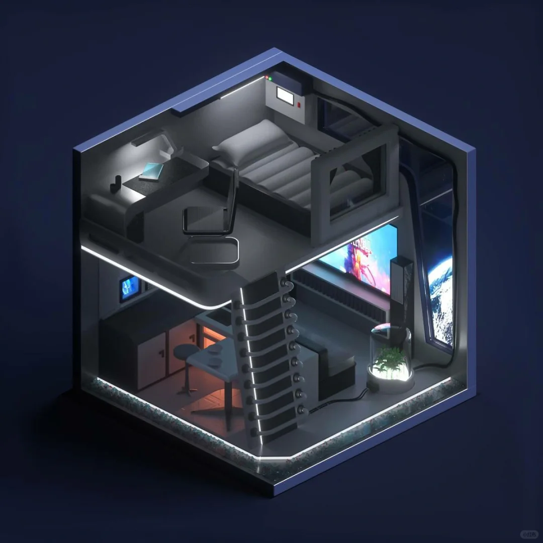 科技感拉满！loft小屋3D模型💿附教程