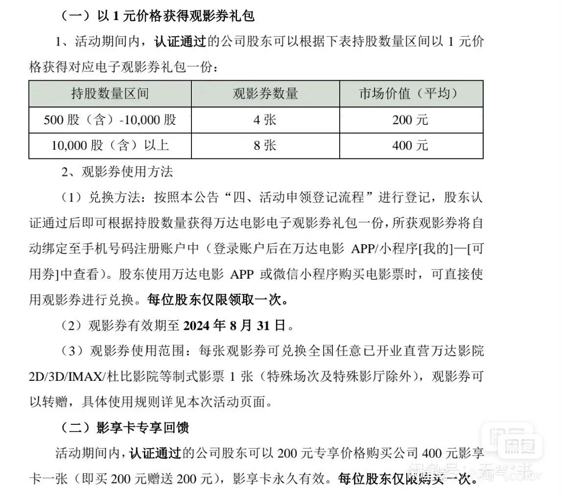 回收万达股东电影券和卡