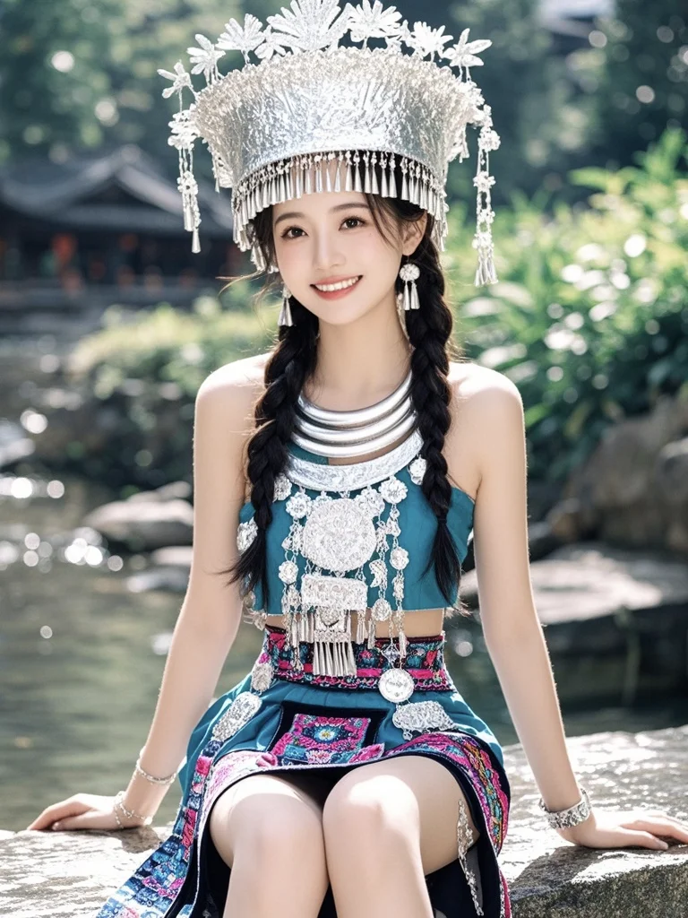 美女壁纸   ︳甜美校花的的民族服饰穿搭！