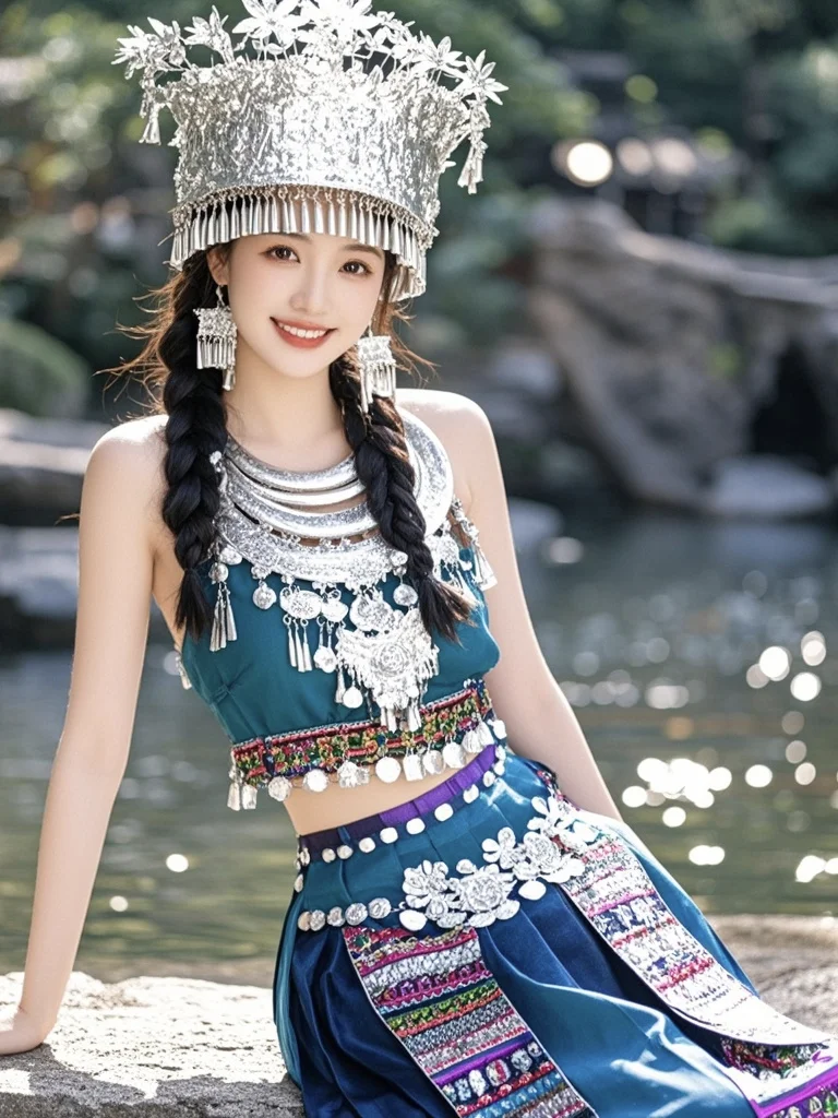 美女壁纸   ︳甜美校花的的民族服饰穿搭！