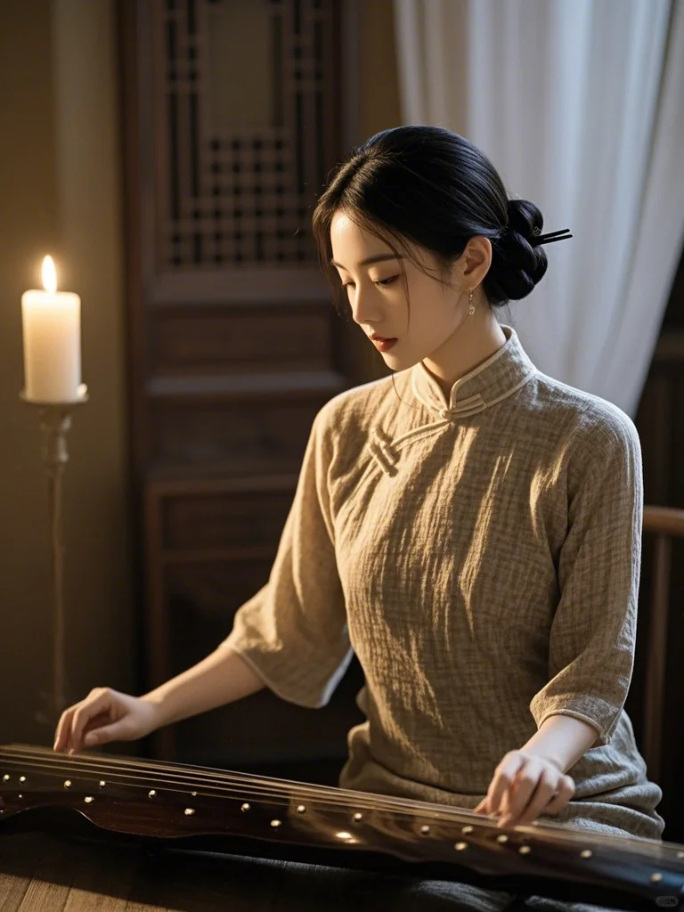 氛围感旗袍美女侧影