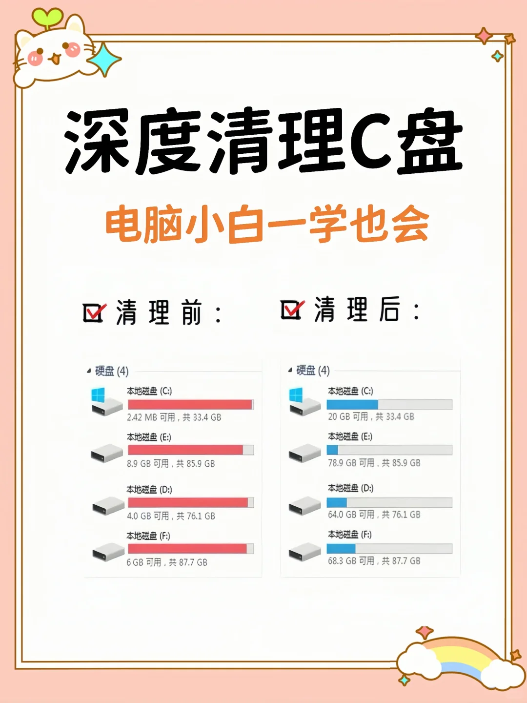 小白也会，C盘深度清理不在卡❗❗