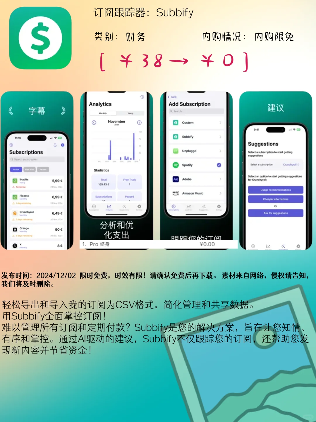 12.02 iOS限免:创意P图与生活管理应用精选