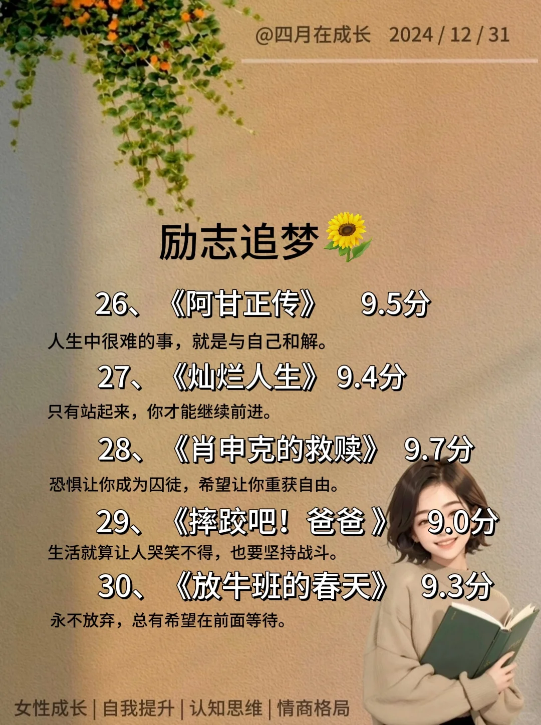 从自卑到大女主‼️，请狂刷这40部高分电影