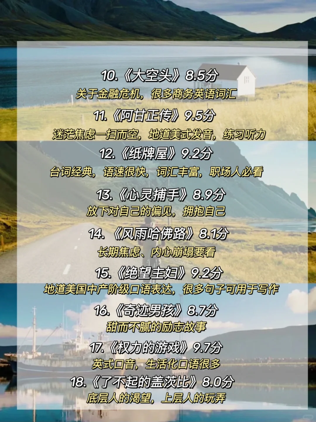 越看越上头的54部高分电影❗无痛学英语🔥