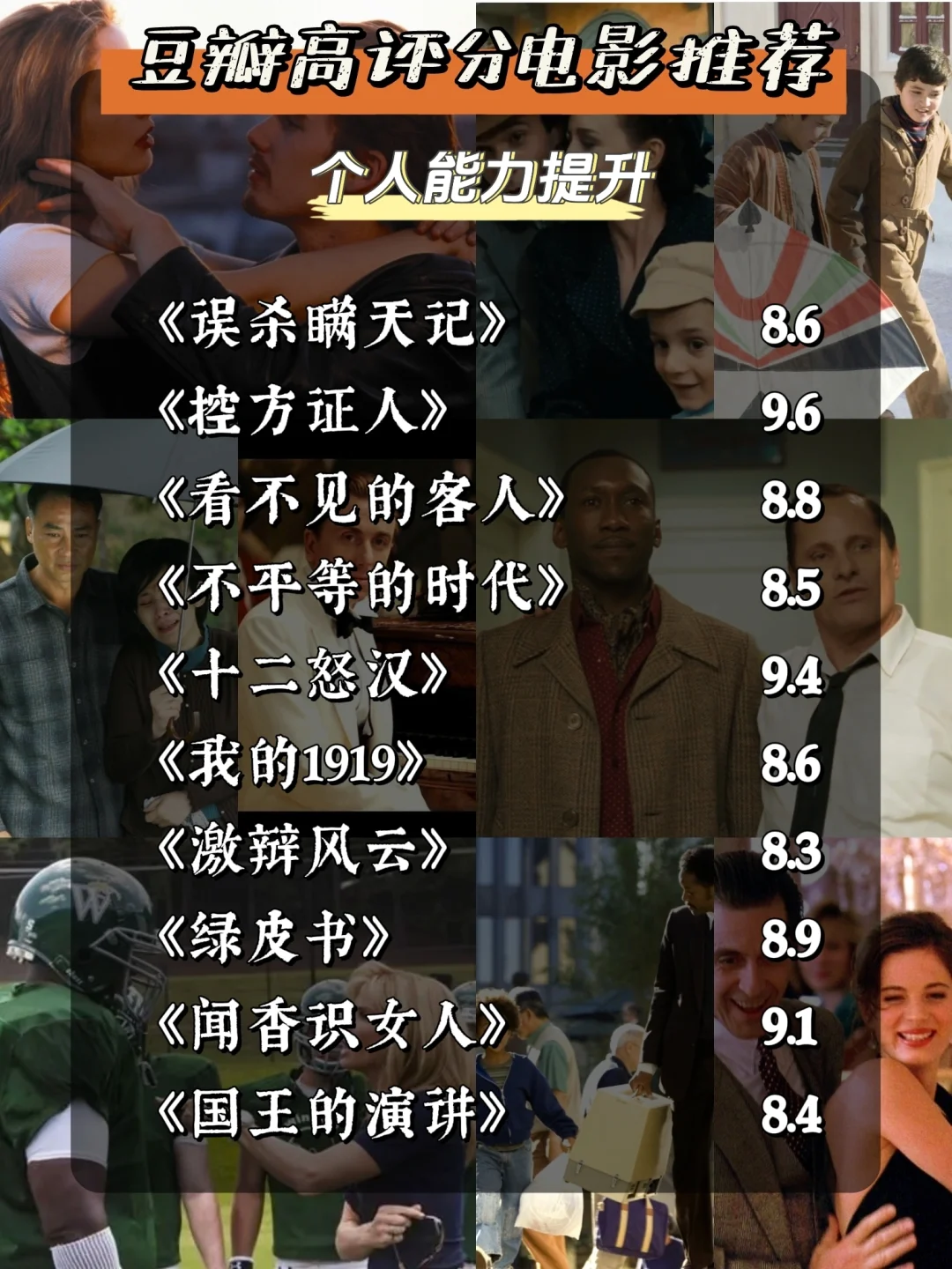 🔥50部高分电影，看完停止摆烂的人生！