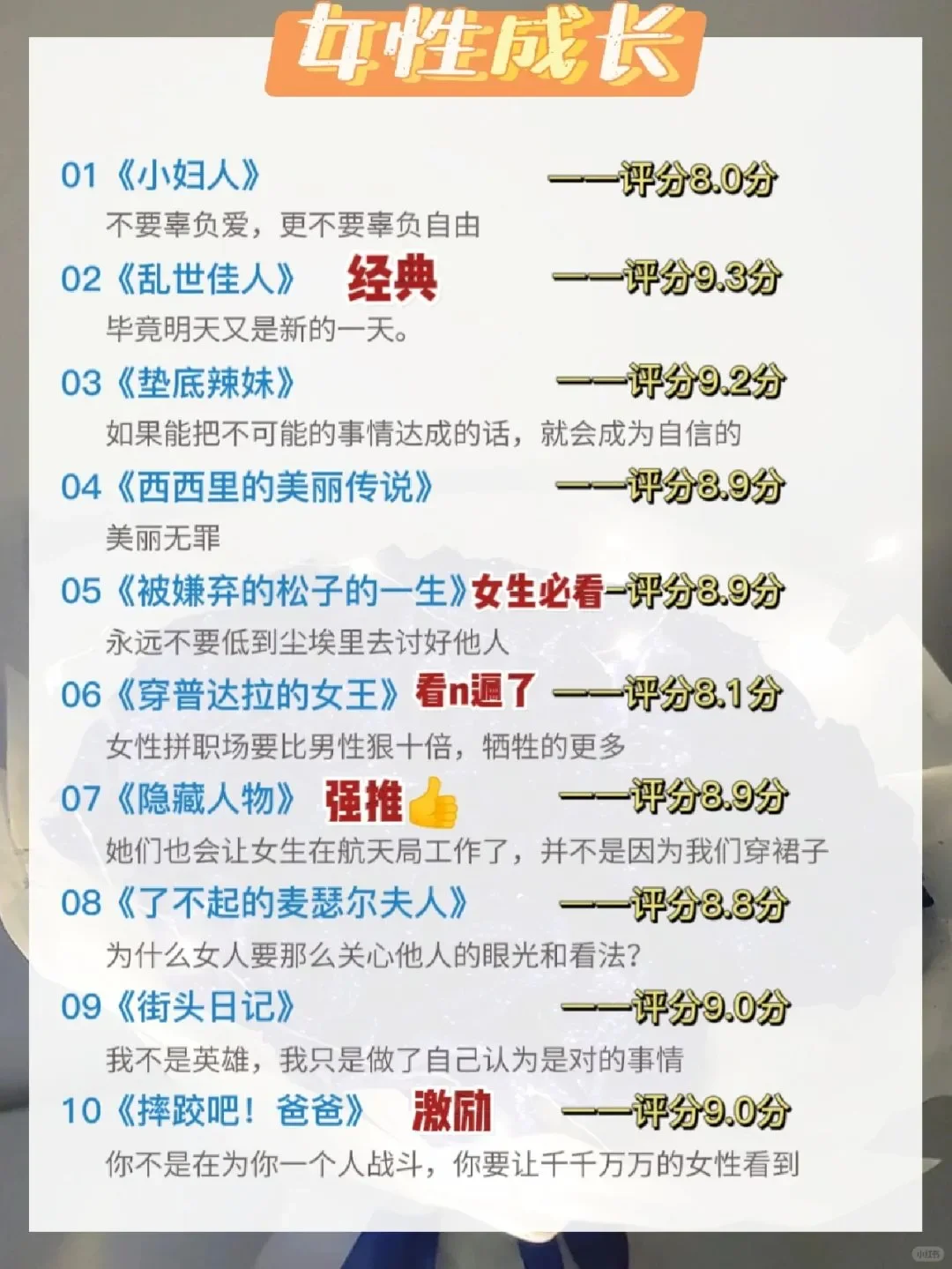 寒假别摆烂！60 部女生必看电影