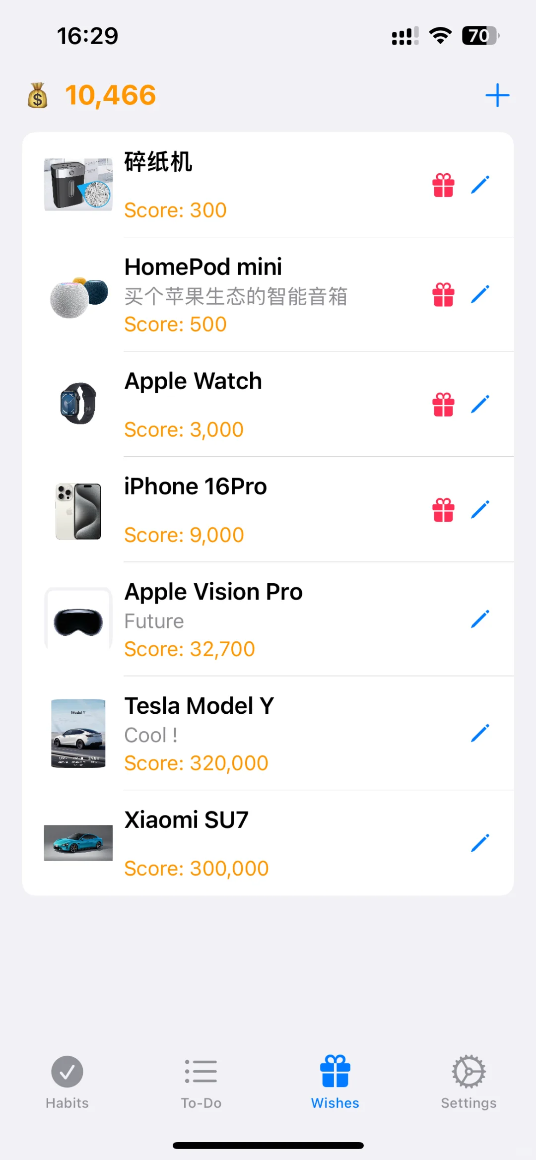 一个 iOS 习惯打卡积分兑换心愿的 App