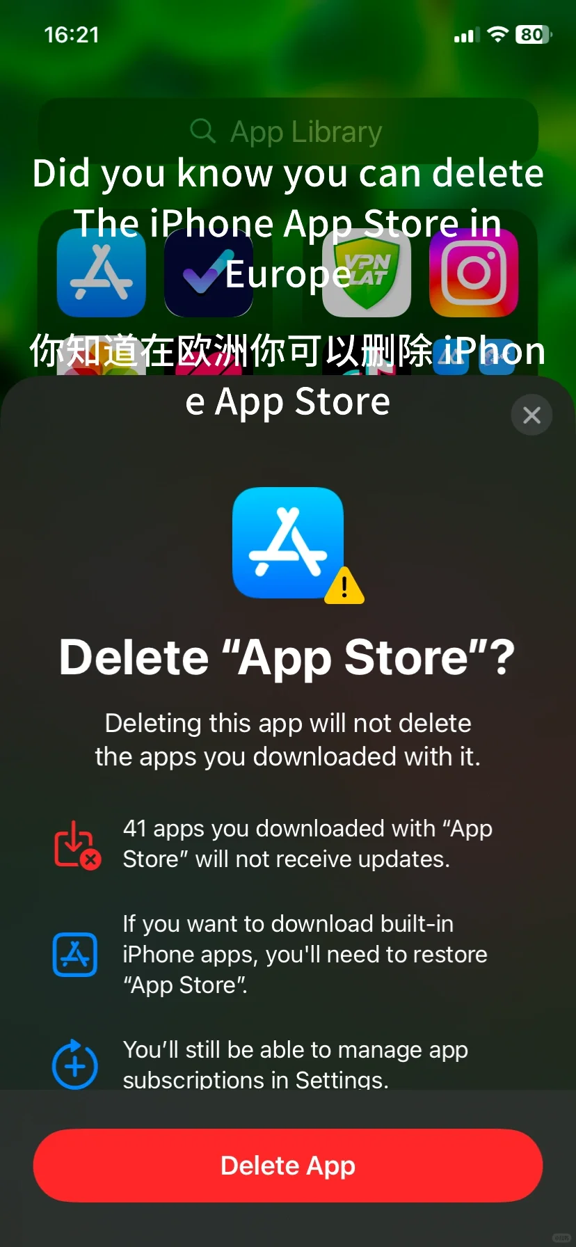 You can delete the App Store
