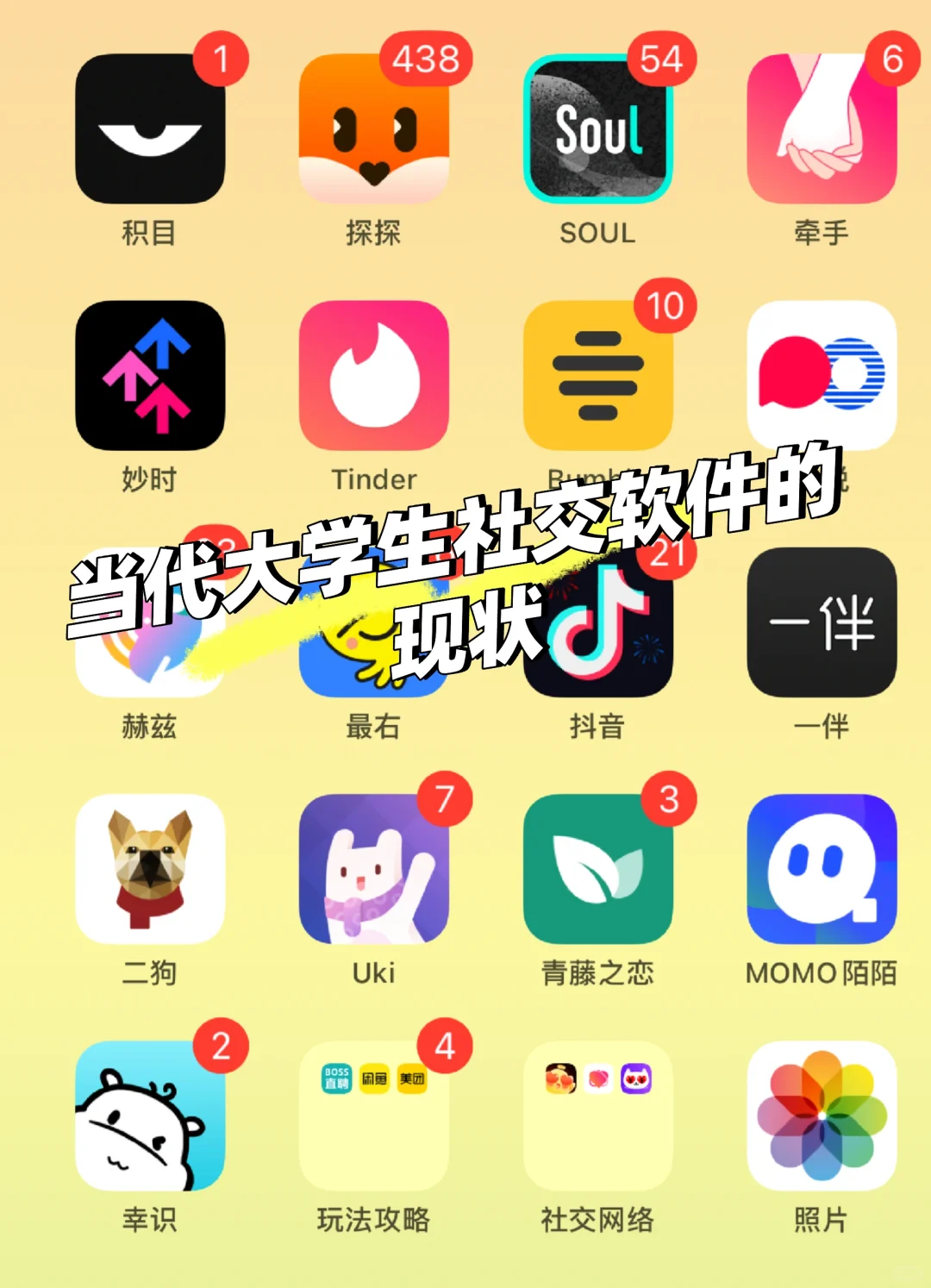 当代大学生的社交软件的现状