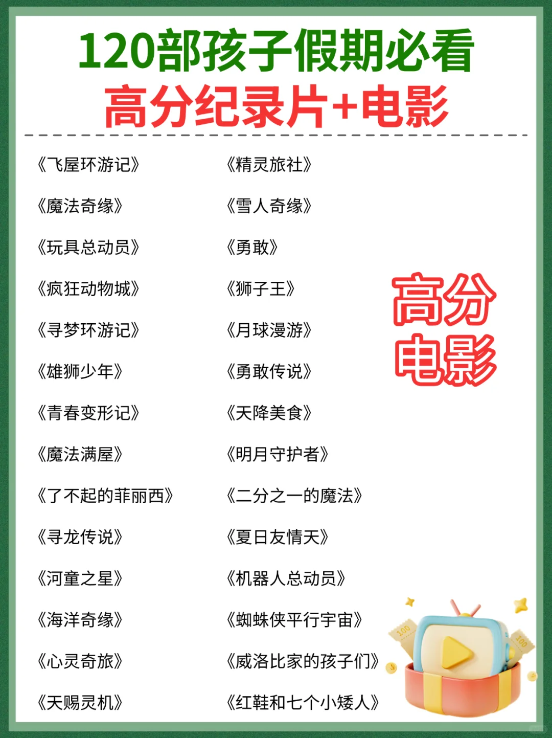 央视推荐，120部孩子必看高分纪录片+电影