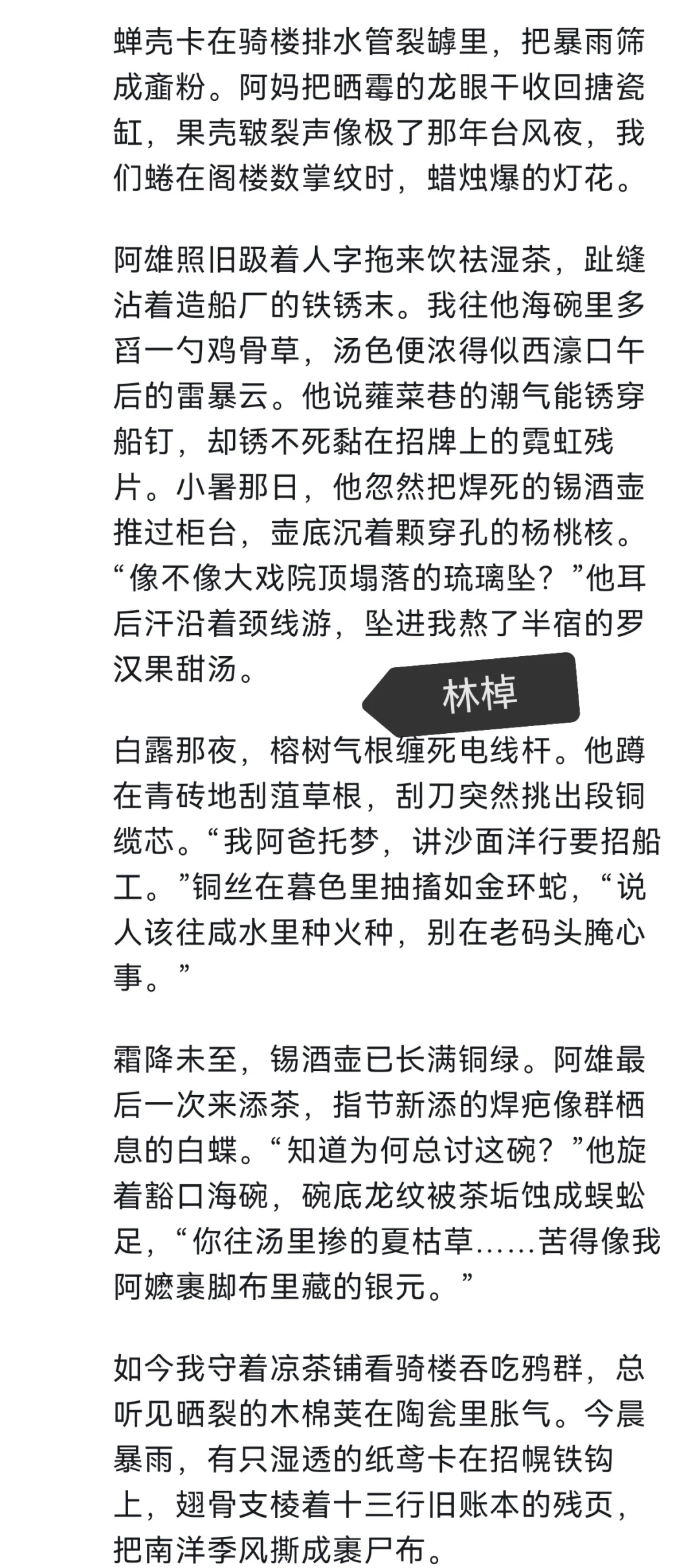 我让deepseek模仿双雪涛、班宇、林棹、陈春成等作家的风格写一对男女分别前最