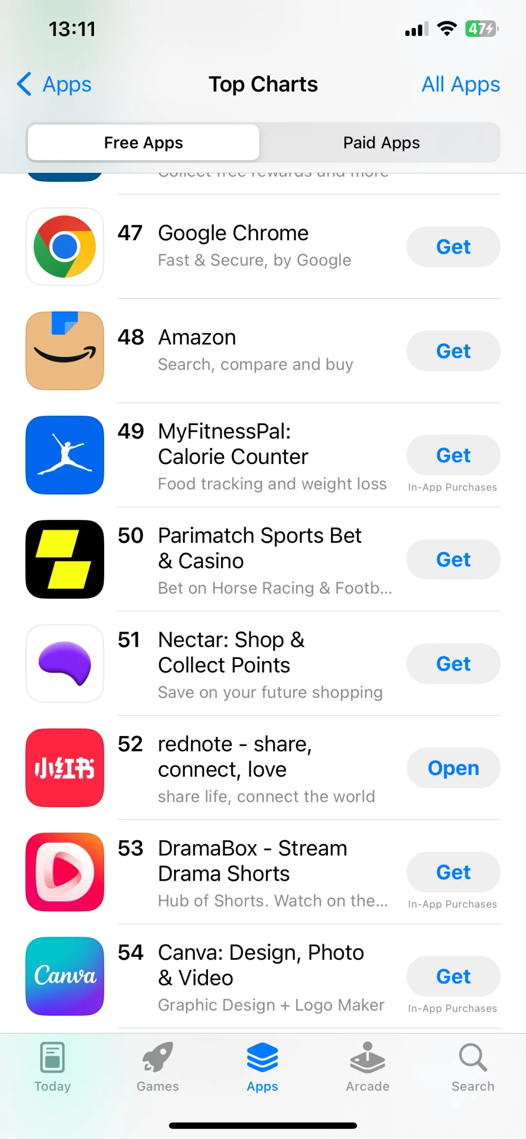 最新UK App Store下载排名，小红书下降了