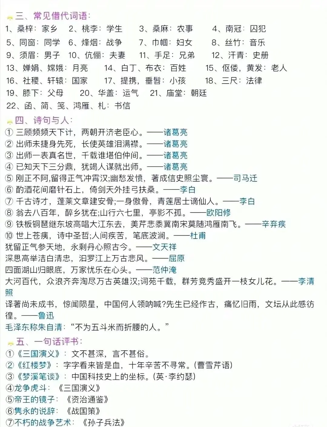 单招不看这个文学常识包后悔的