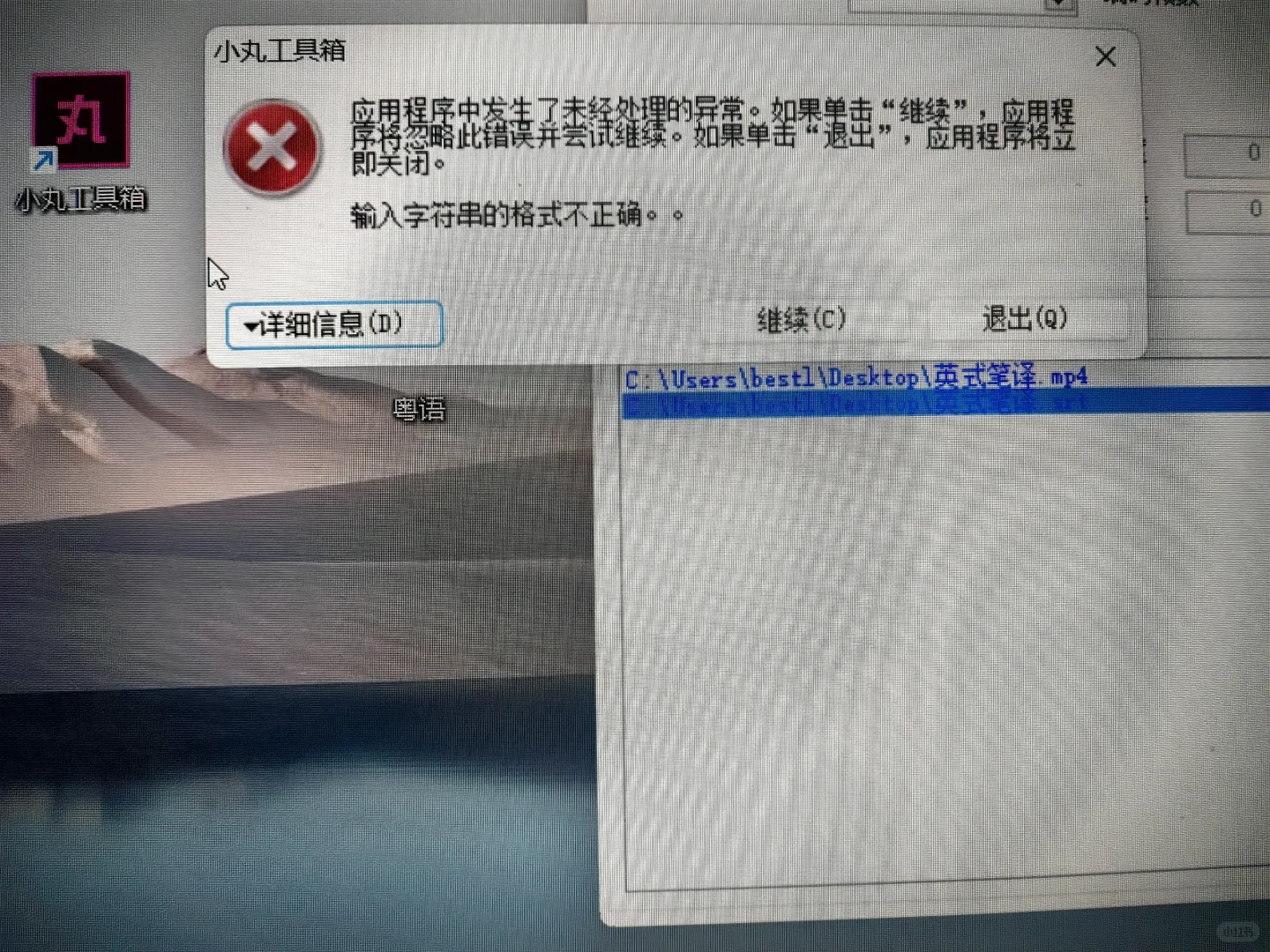 用小丸工具箱压说输入字符串的格式不正确