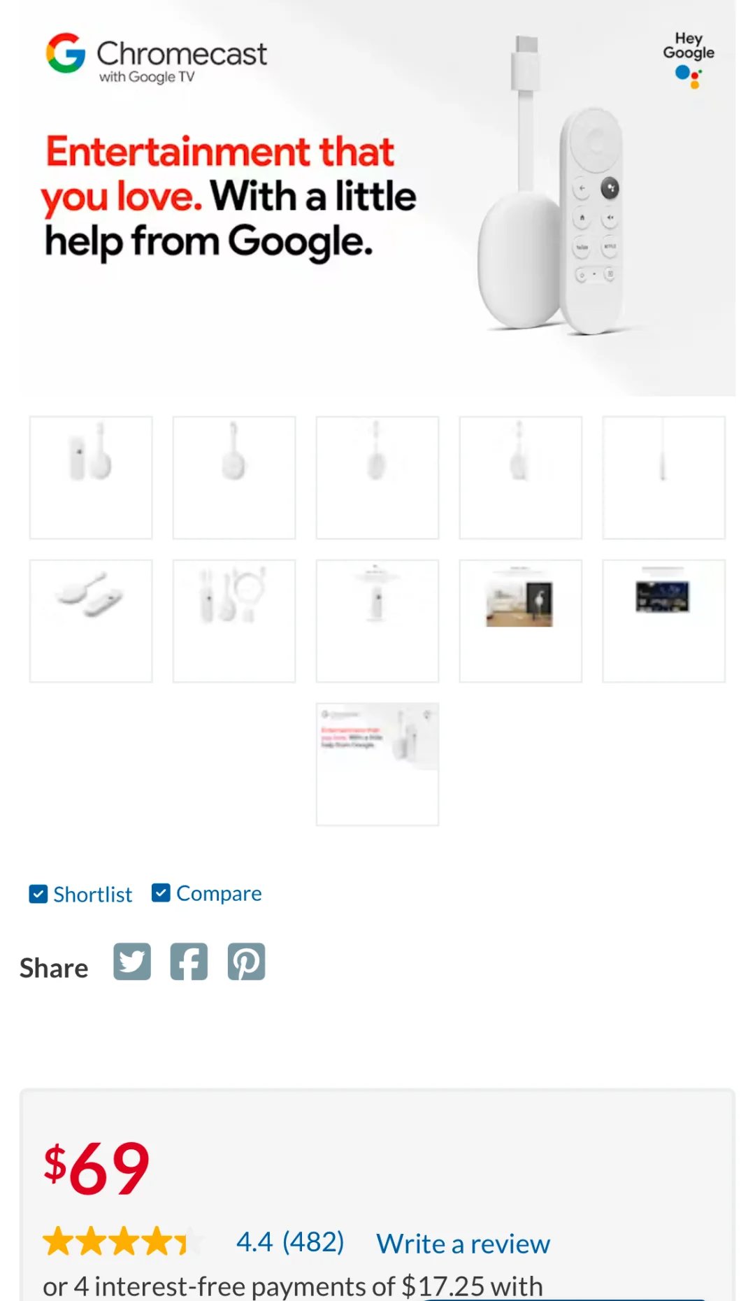 JB Hi-Fi Google TV (4K) $67 历史新低