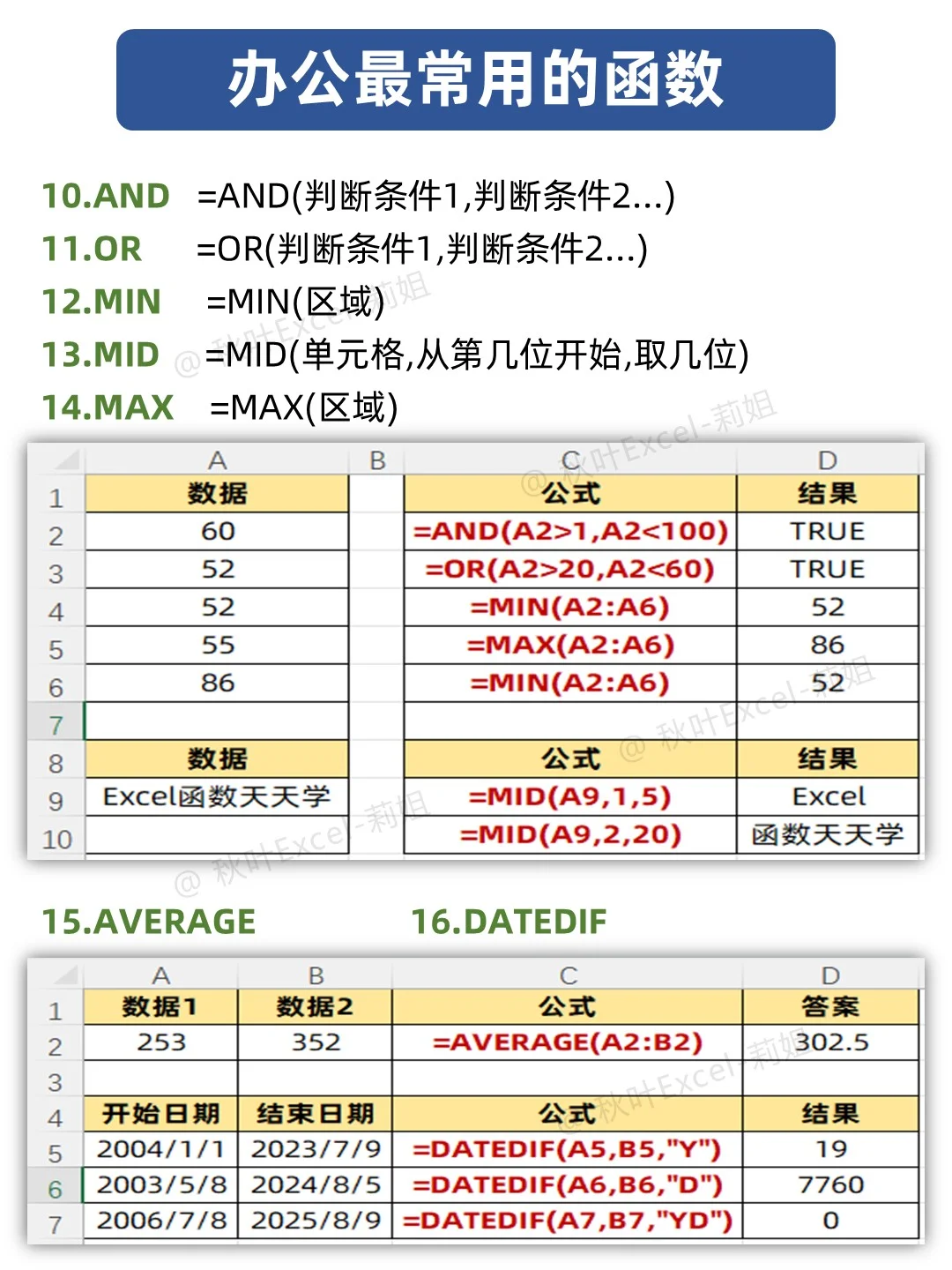 职场办公常用的函数都在这里啦‼️速来学习