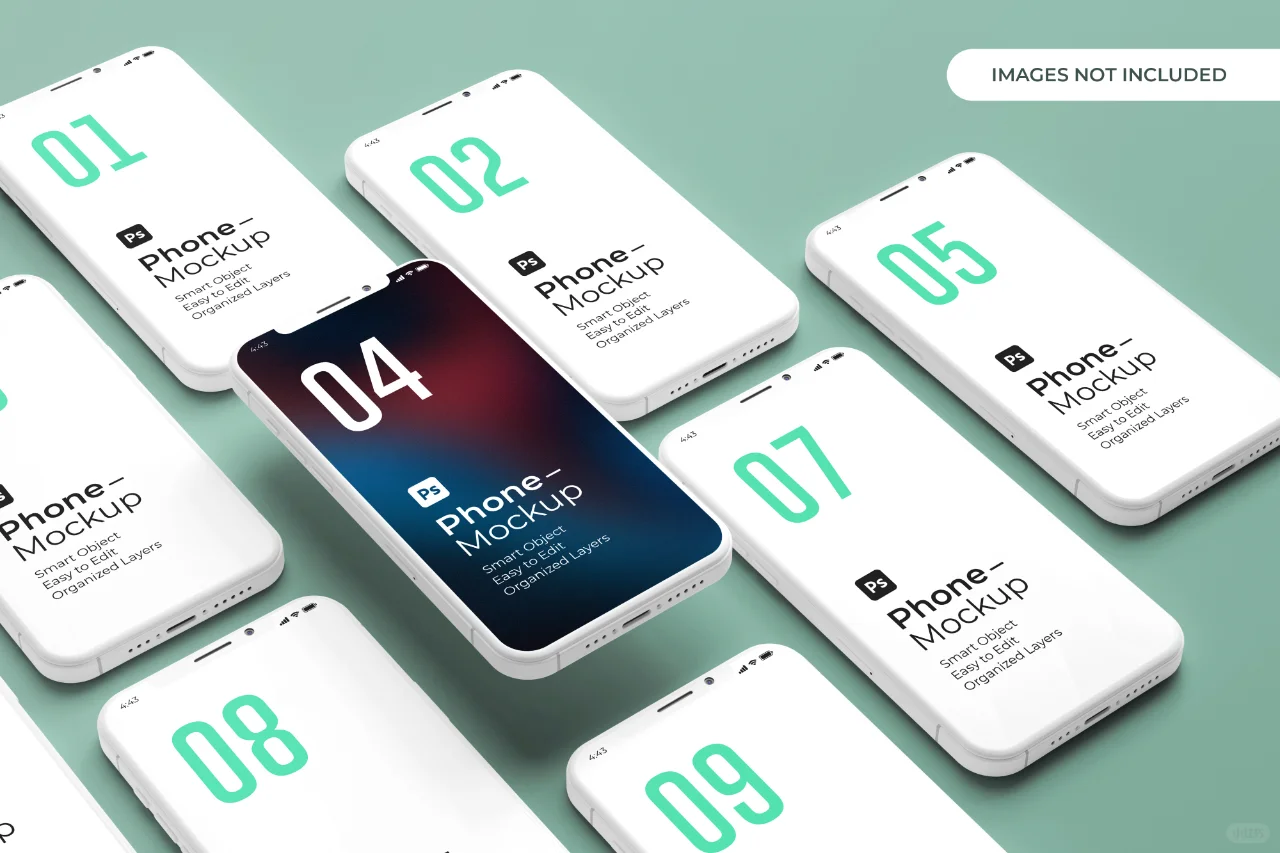 手机端app UI界面展示包装样机贴图