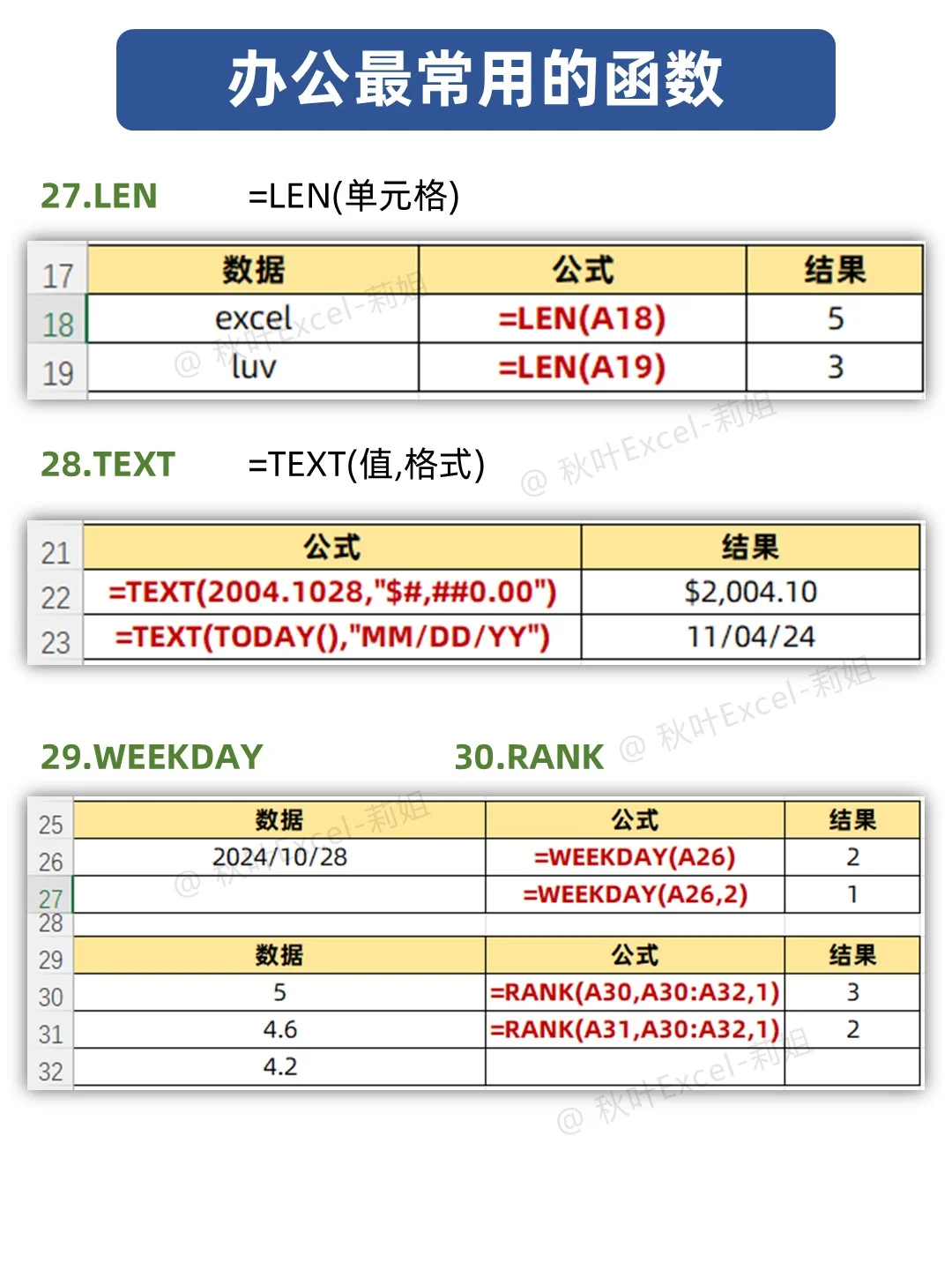 职场办公常用的函数都在这里啦‼️速来学习