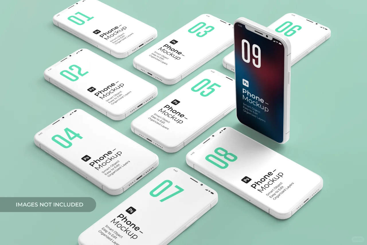 手机端app UI界面展示包装样机贴图