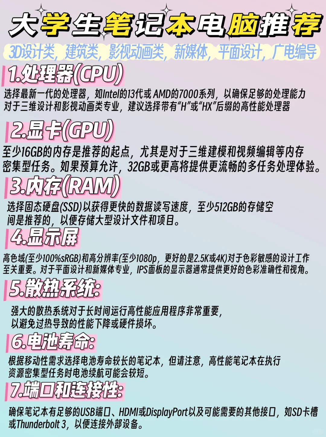 大学生不同专业笔记本电脑推荐