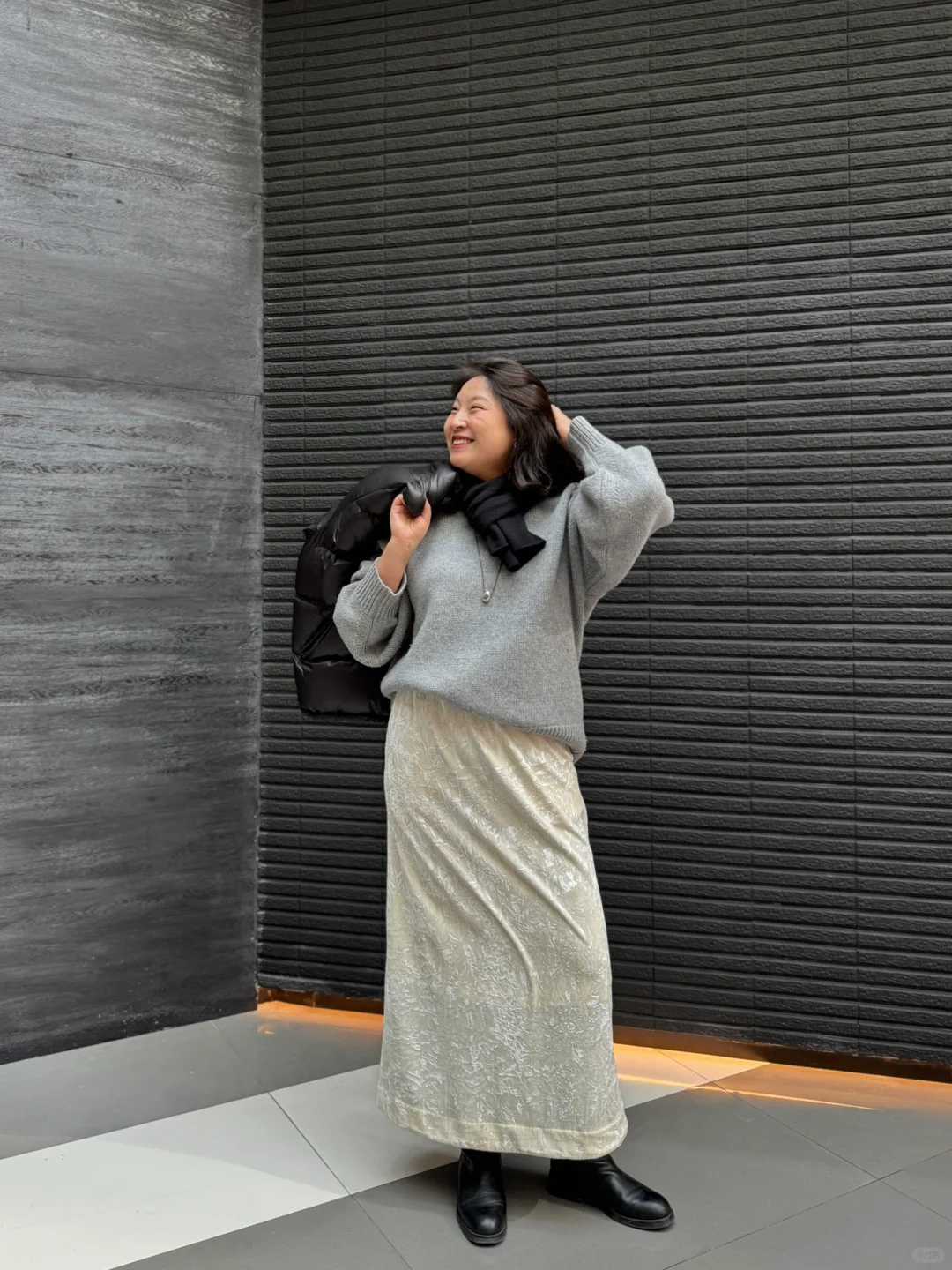 169/130 高大壮苹果型身材冬日显瘦实用穿搭