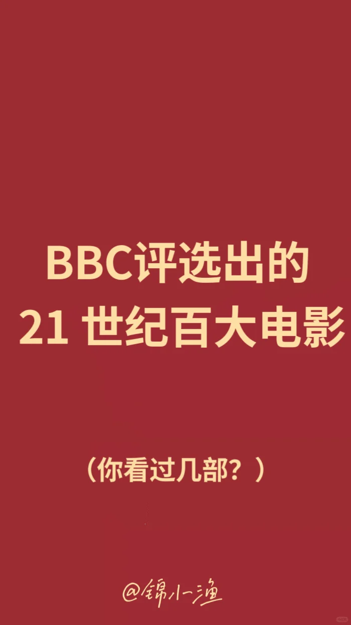 BBC 评出的 21 世纪的百大电影