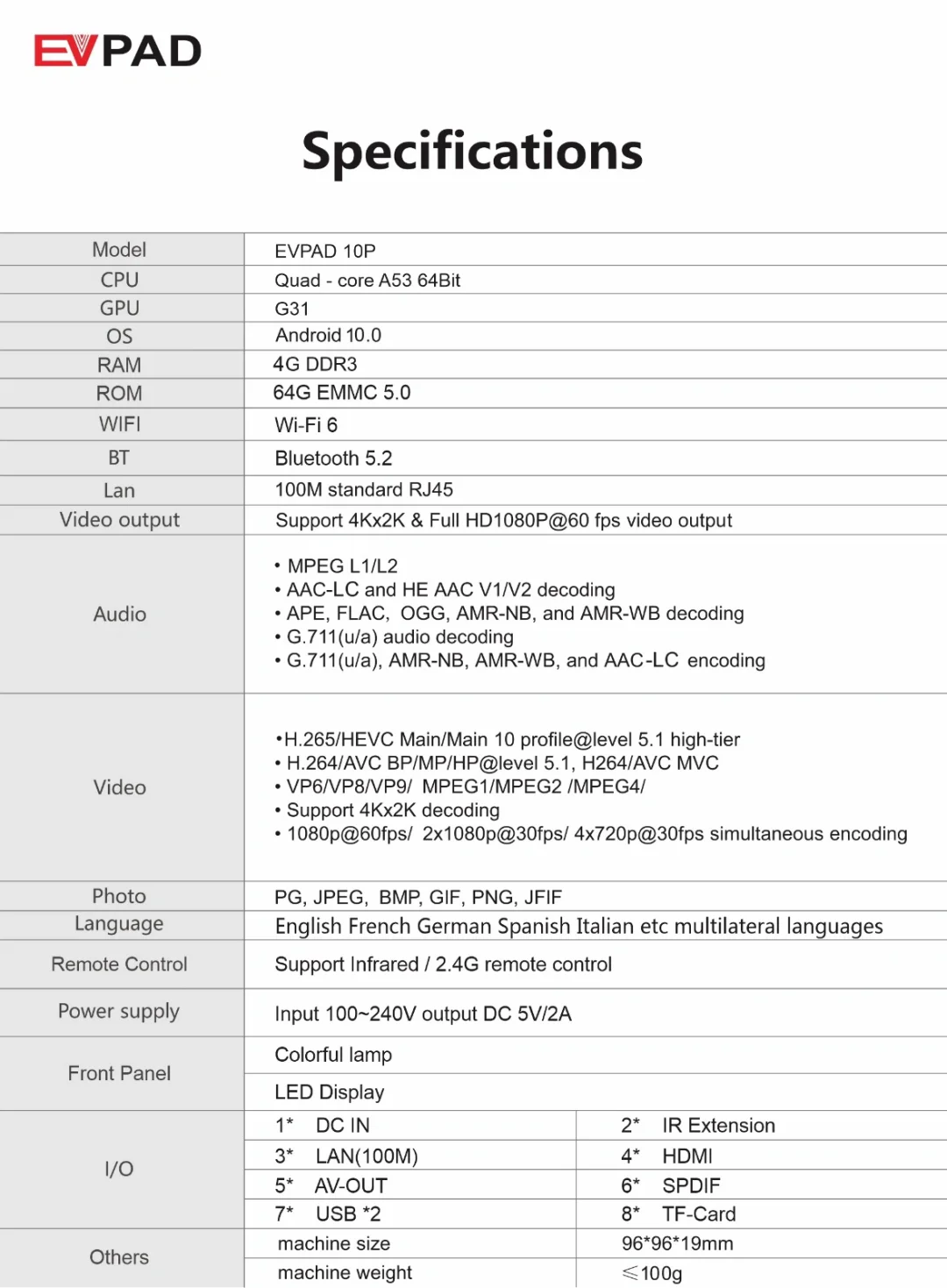 (洛杉磯)EVPAD 易播 10P