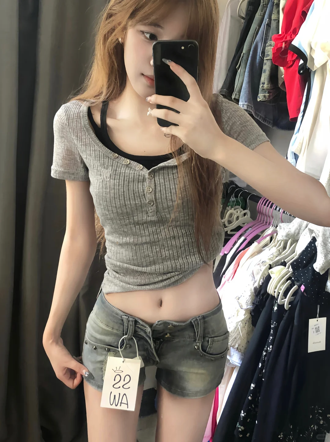 短上衣➕低腰短裤真的很显瘦！