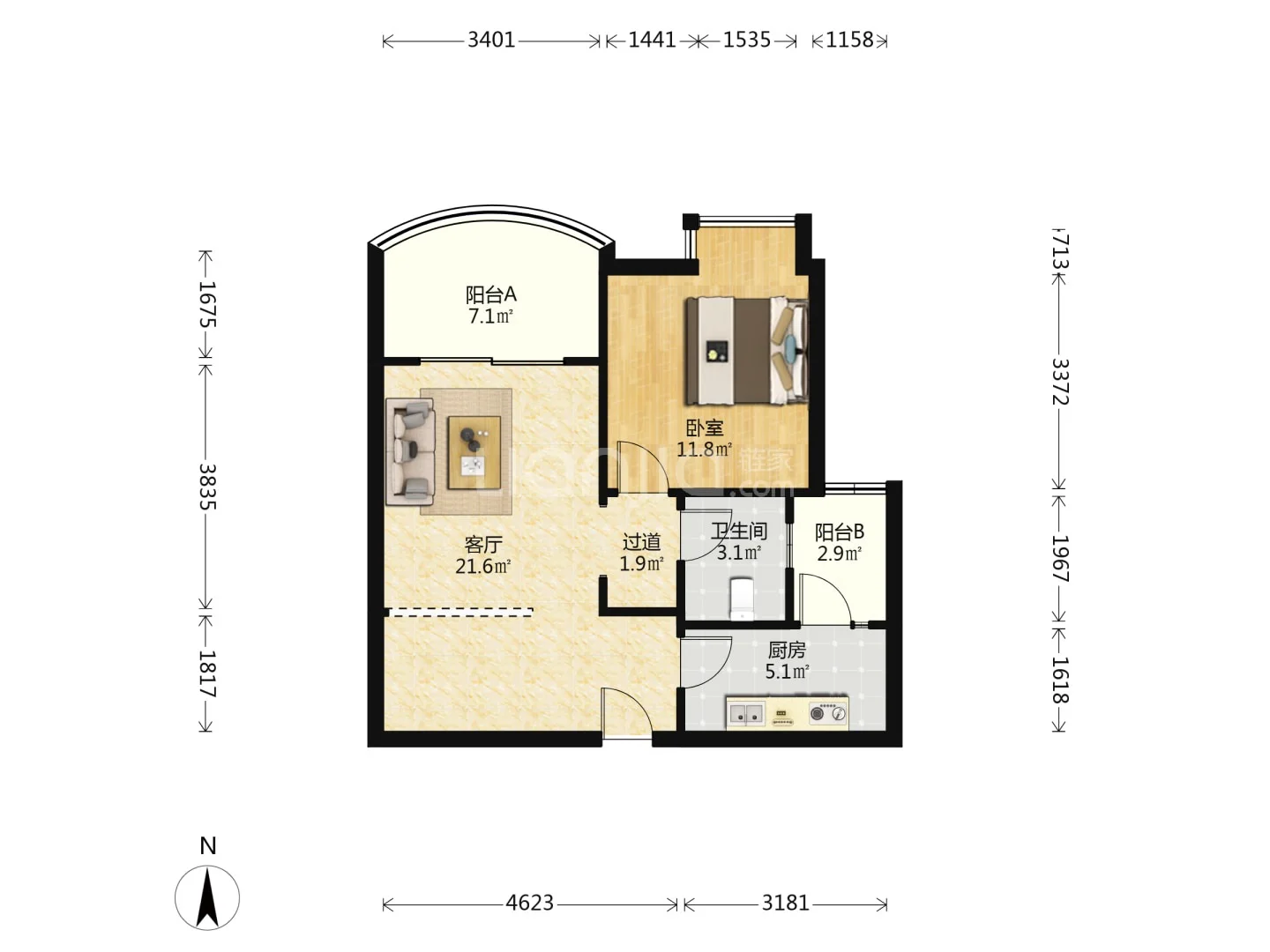 嘉州 | 一室一厅 | 62平