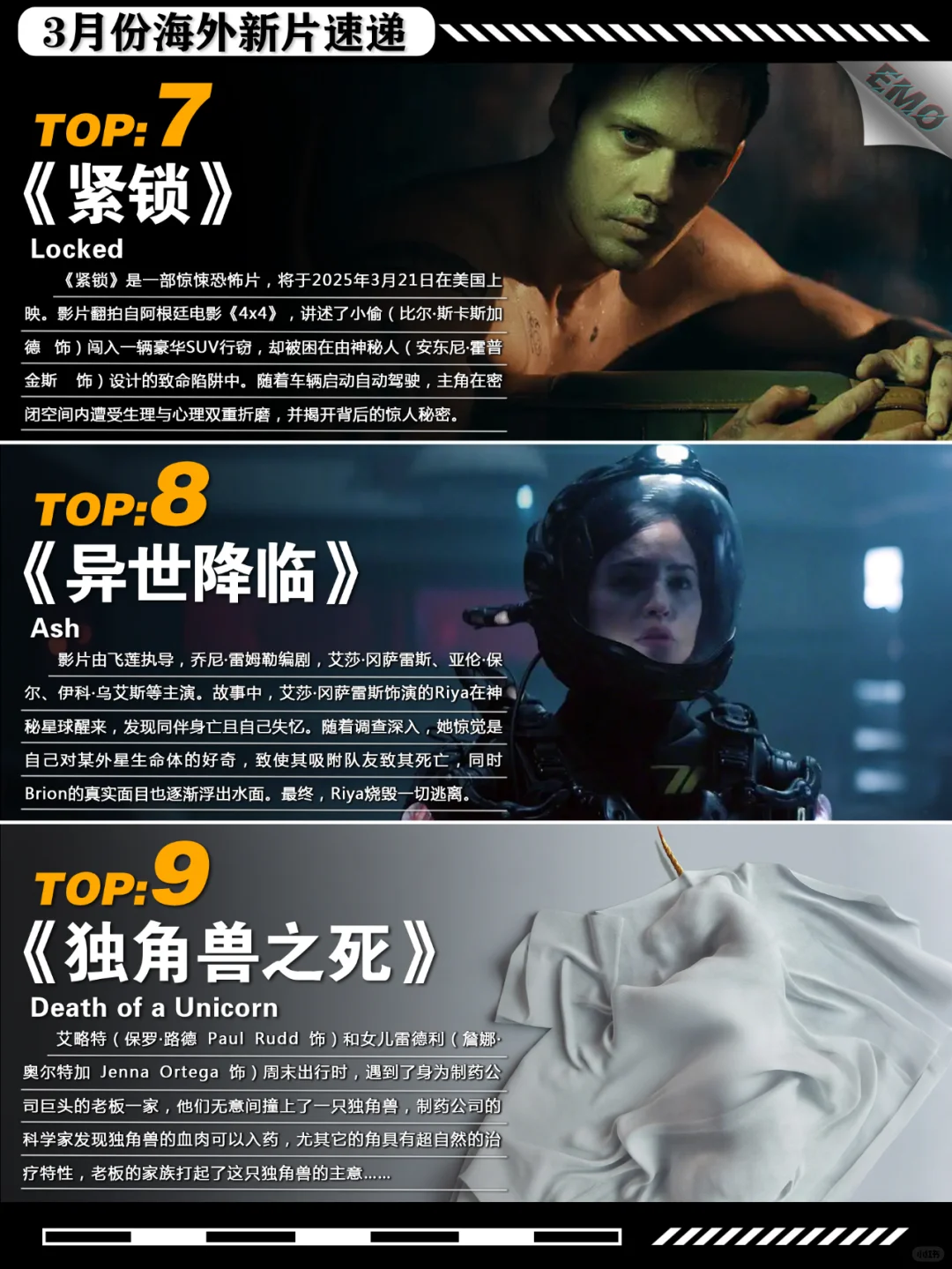 3月份海外新片介绍，共9部影片