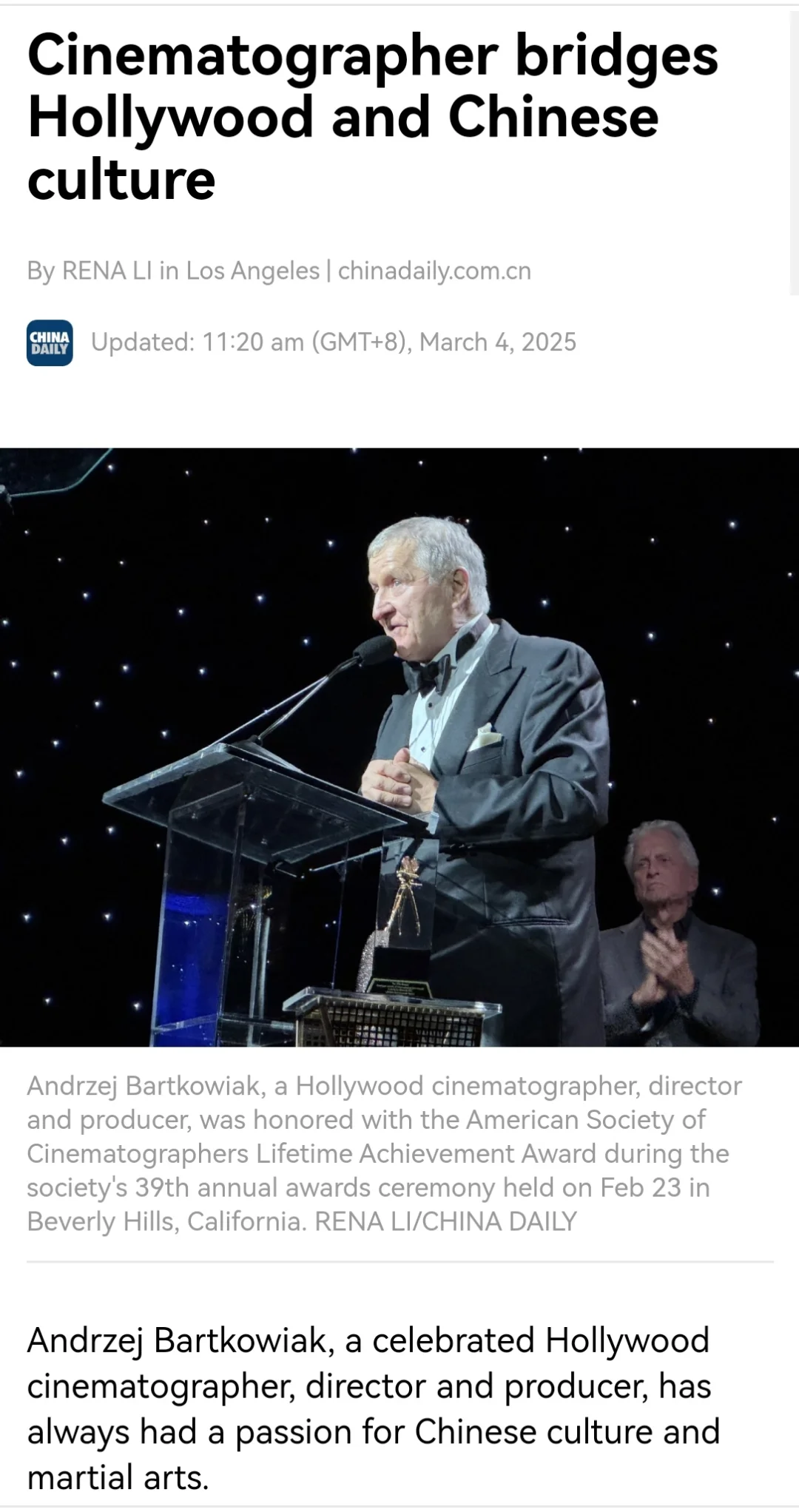 电影摄影师连接好莱坞和中国文化 250304