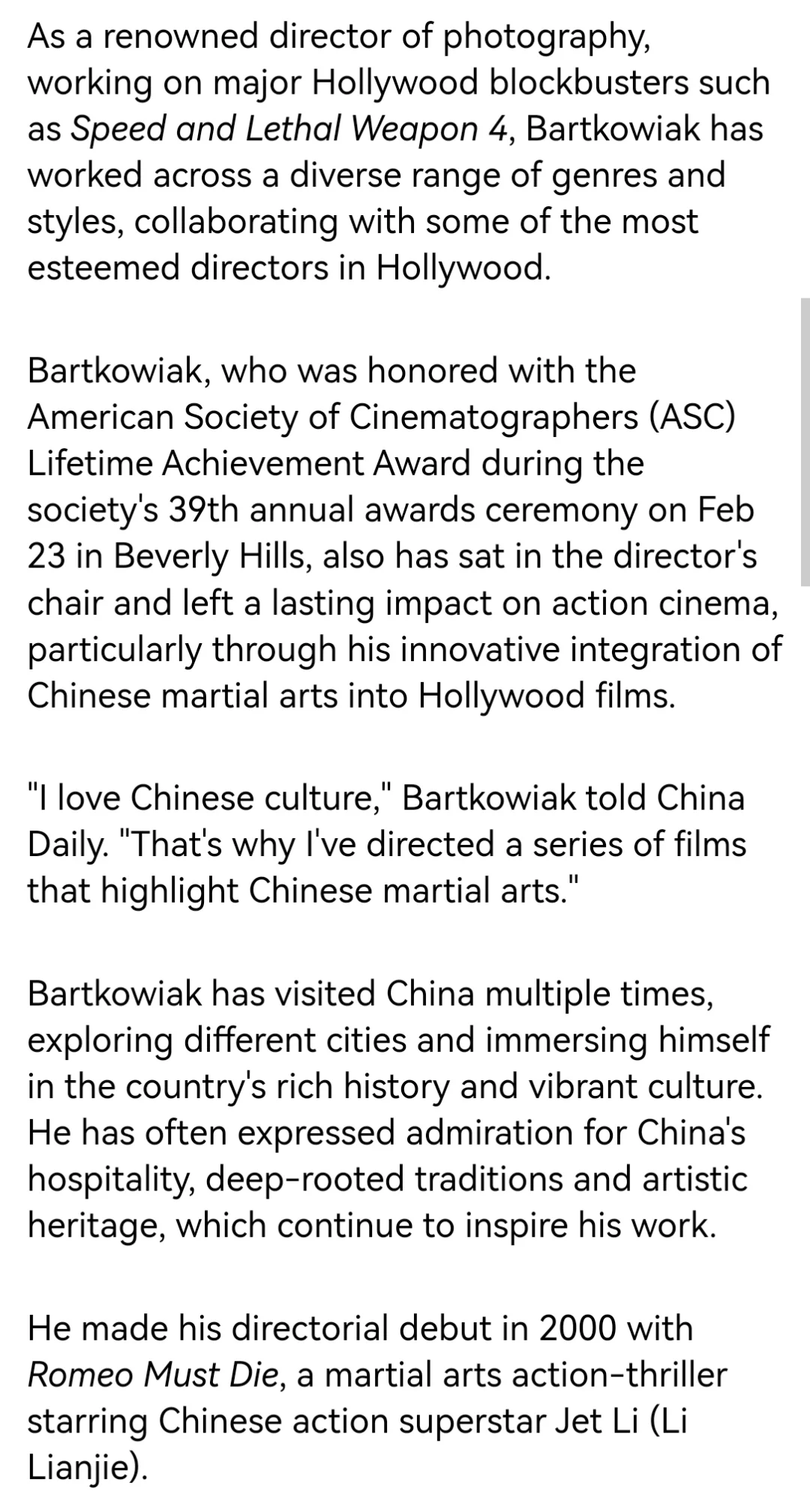 电影摄影师连接好莱坞和中国文化 250304