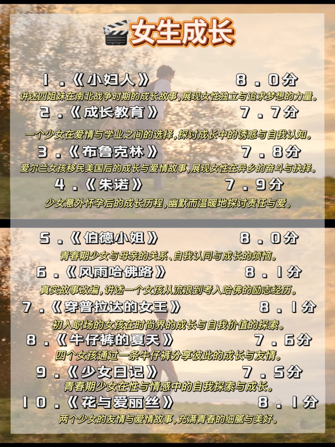 女生必看60部经典电影🎬承包你一整年的感动