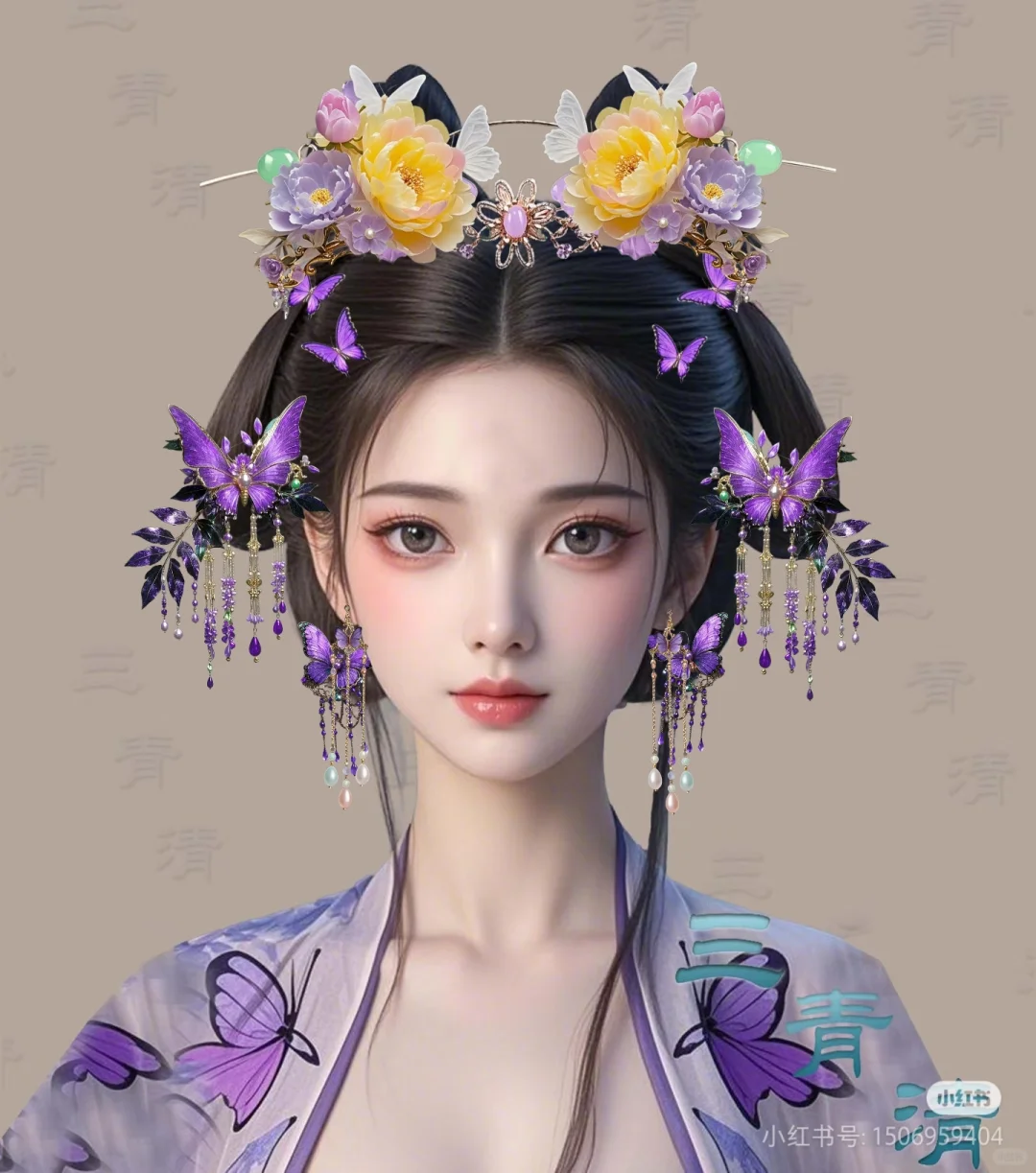 宝髻松松挽就，铅华淡淡妆成。