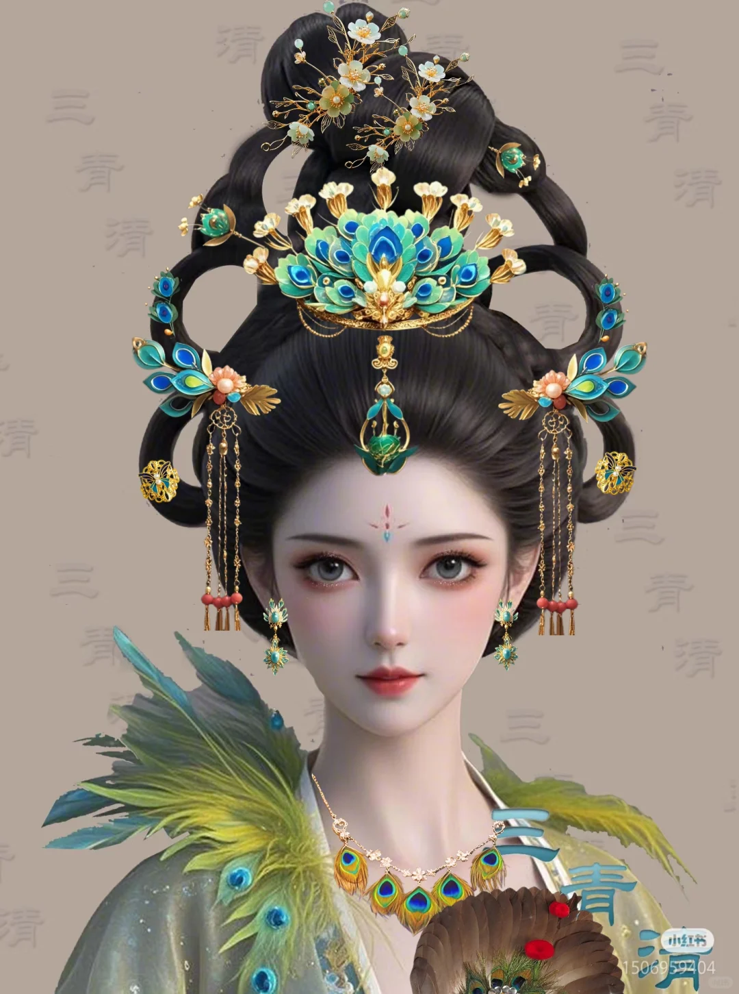 宝髻松松挽就，铅华淡淡妆成。