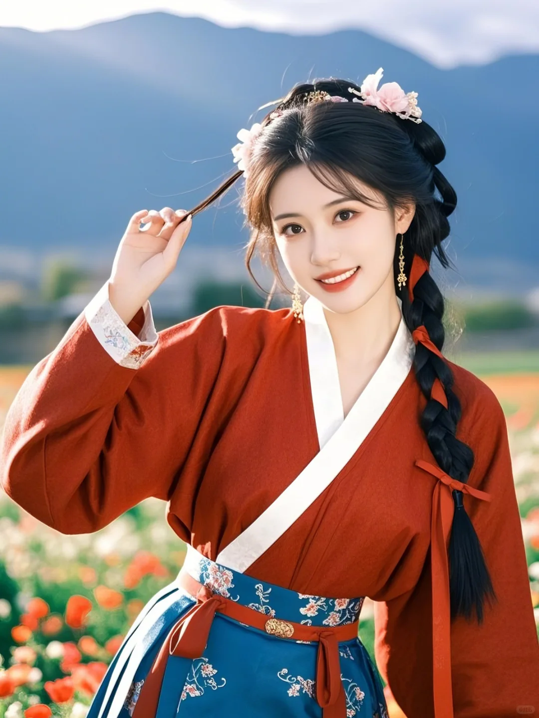 尊嘟假嘟?这花丛里的红衣仙女,是下凡了吧