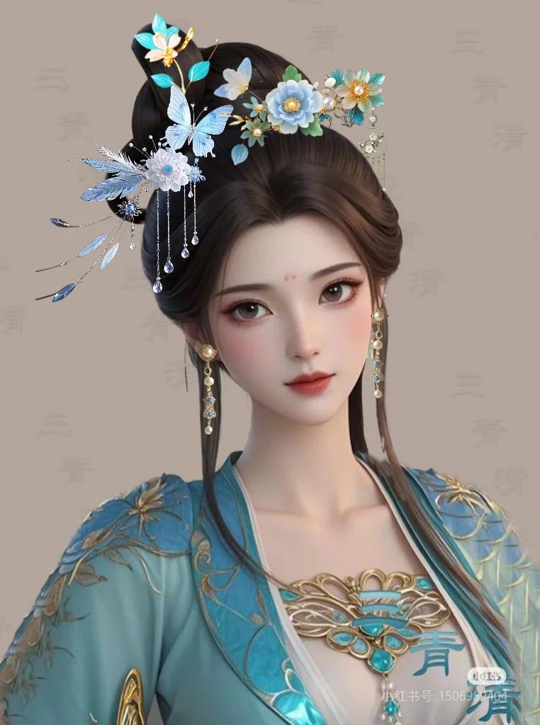 宝髻松松挽就，铅华淡淡妆成。