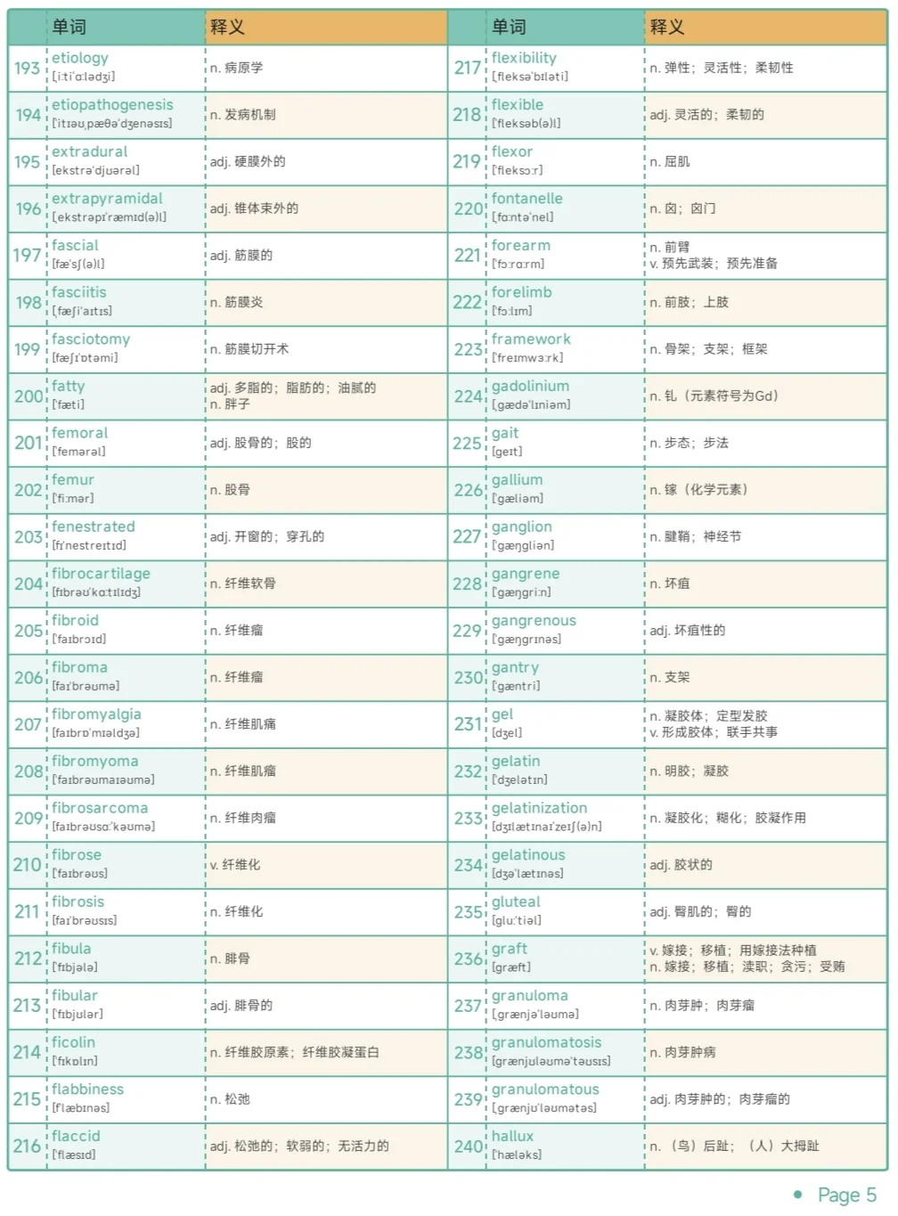 专业英语 | 骨科保研考研复试单词