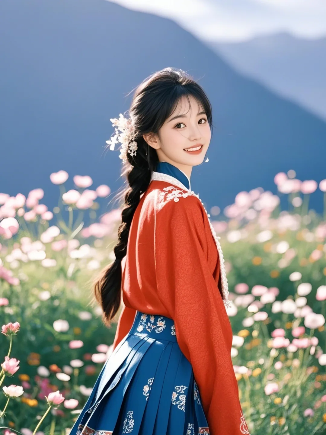 尊嘟假嘟?这花丛里的红衣仙女,是下凡了吧