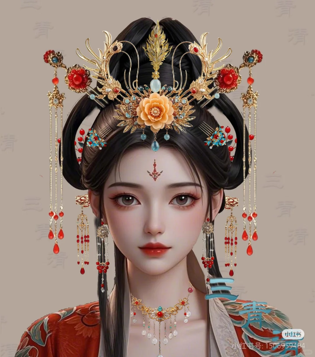 宝髻松松挽就，铅华淡淡妆成。