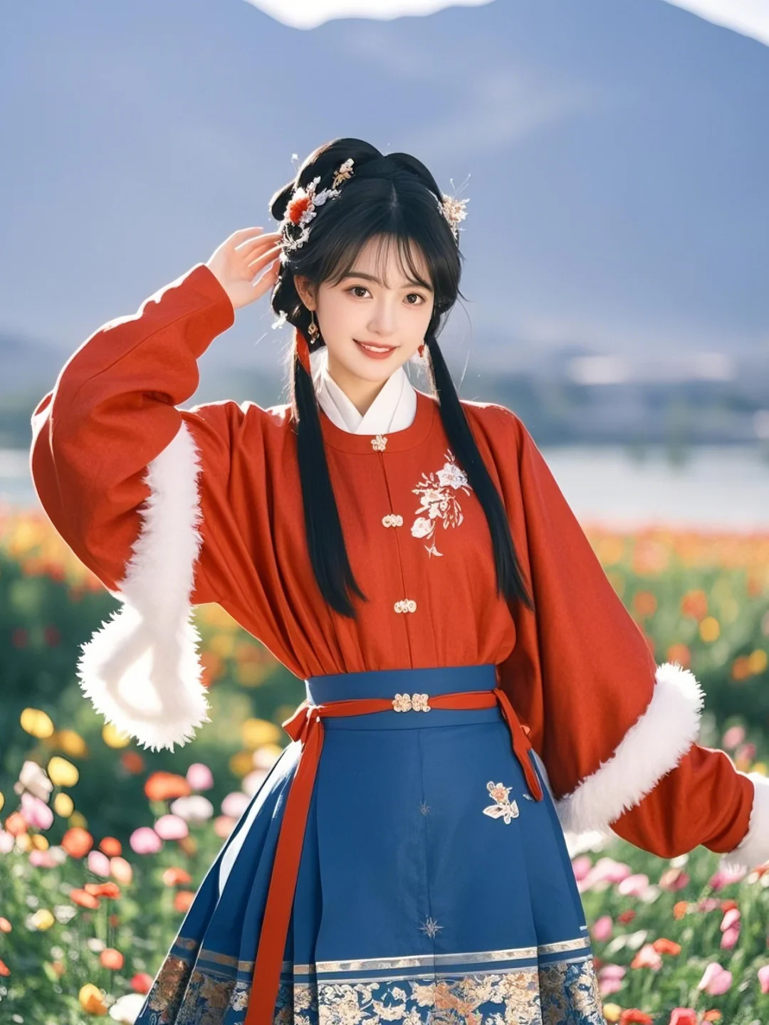 尊嘟假嘟?这花丛里的红衣仙女,是下凡了吧